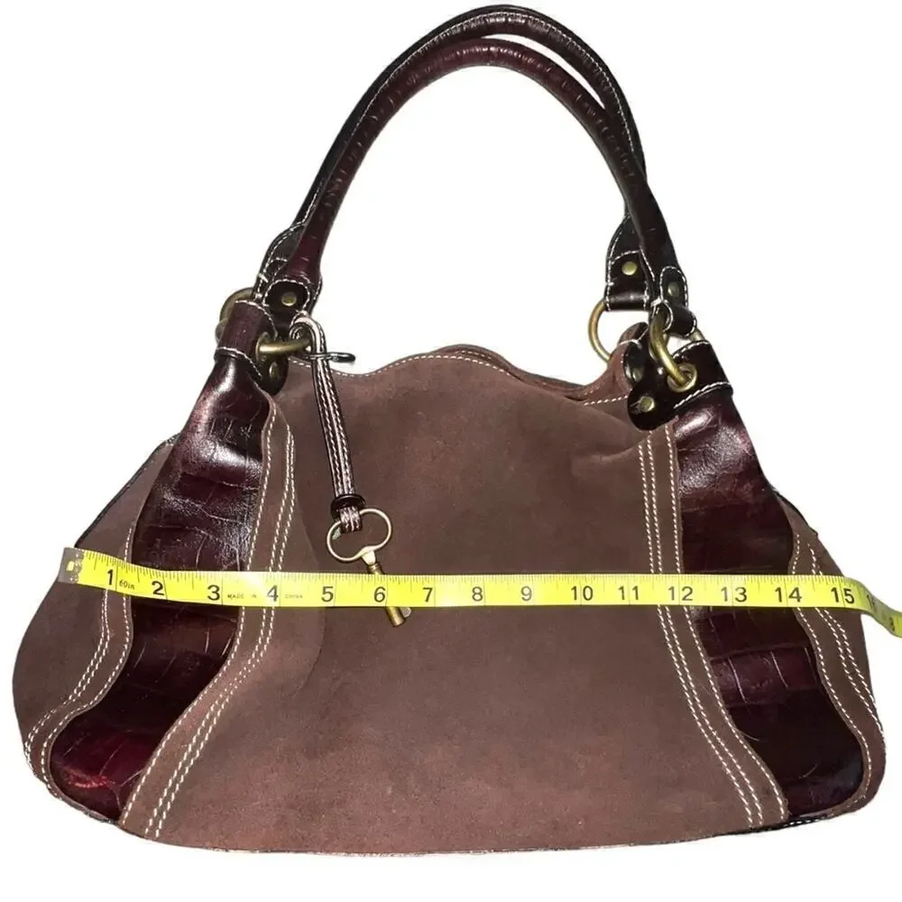 ▶️ Fossil ◀️ Brown Leather Croc Embossed, Suede